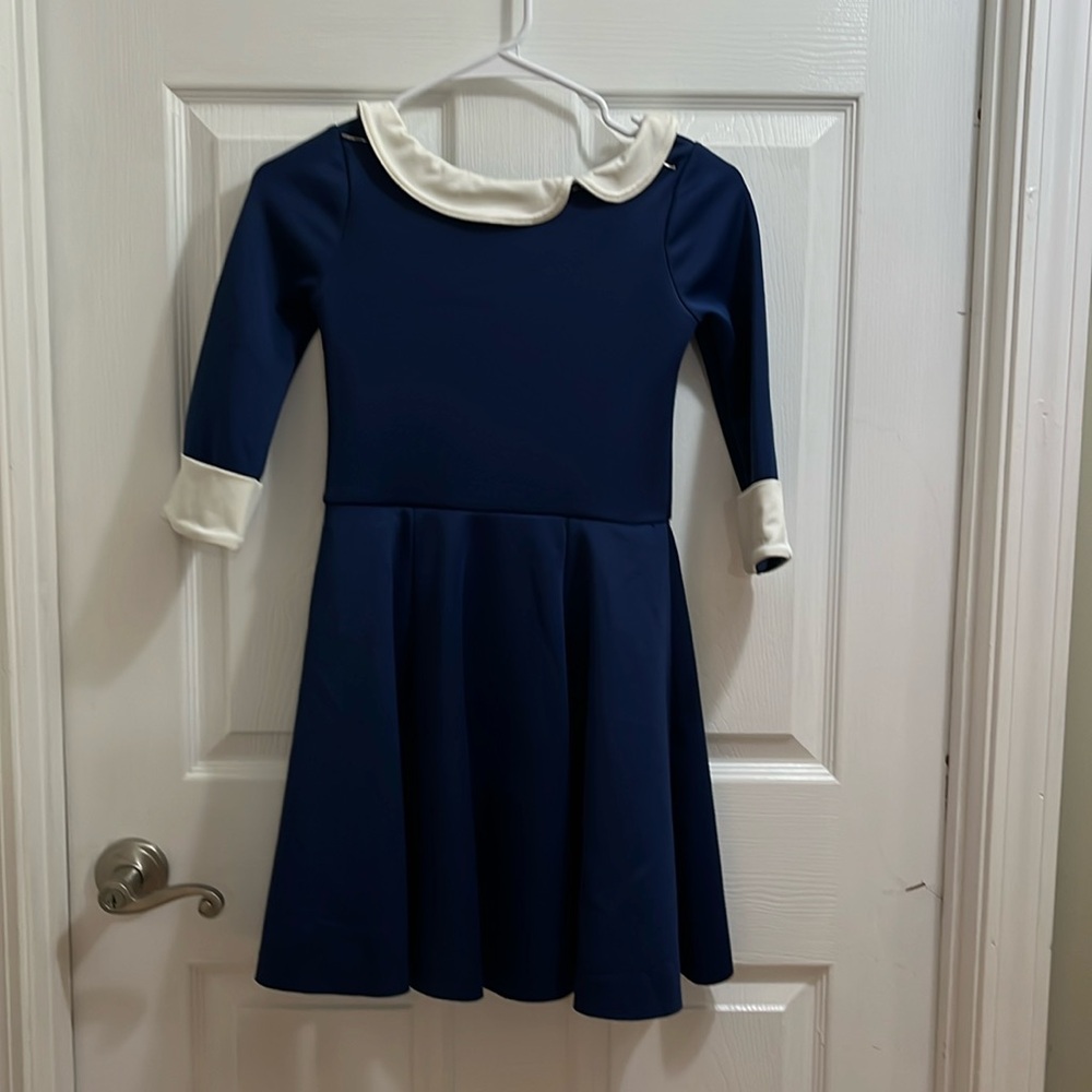 Navy Blue Dress with White Accents